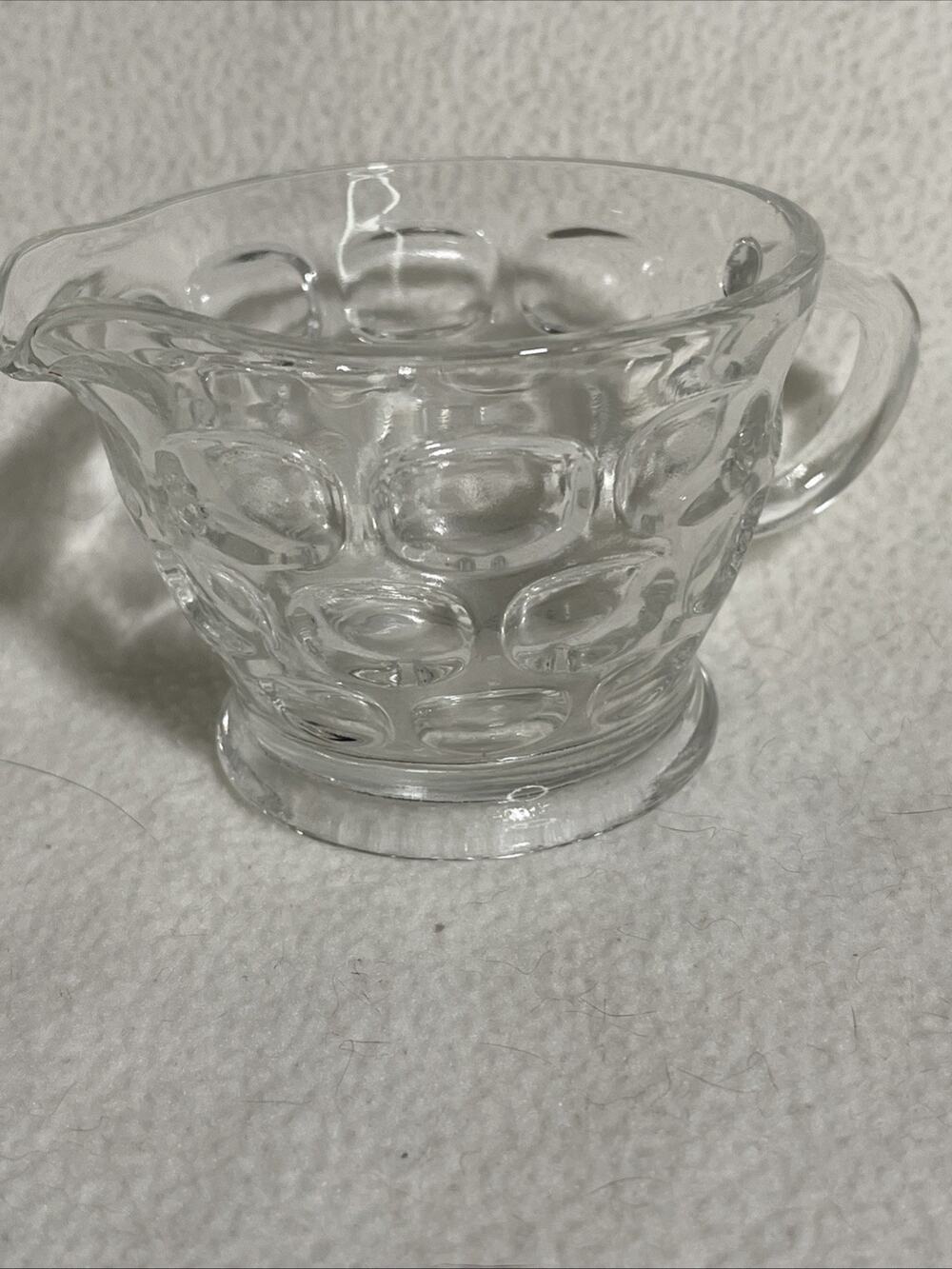 Vintage Clear Glass Thumbprint Pattern Creamer